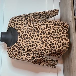 Charter Club 100% Luxury Cashmere Sweater Women 3X Brown Cheetah Print Pullover